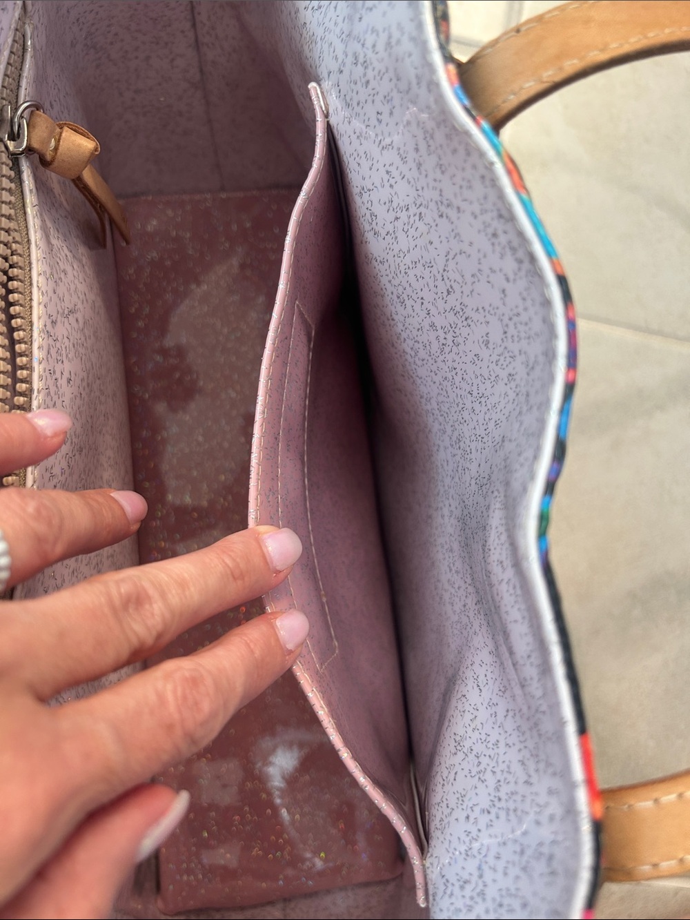 Consuela Multicolor Paisley Shoulder Tote with Tan Straps - Picture 3 of 9